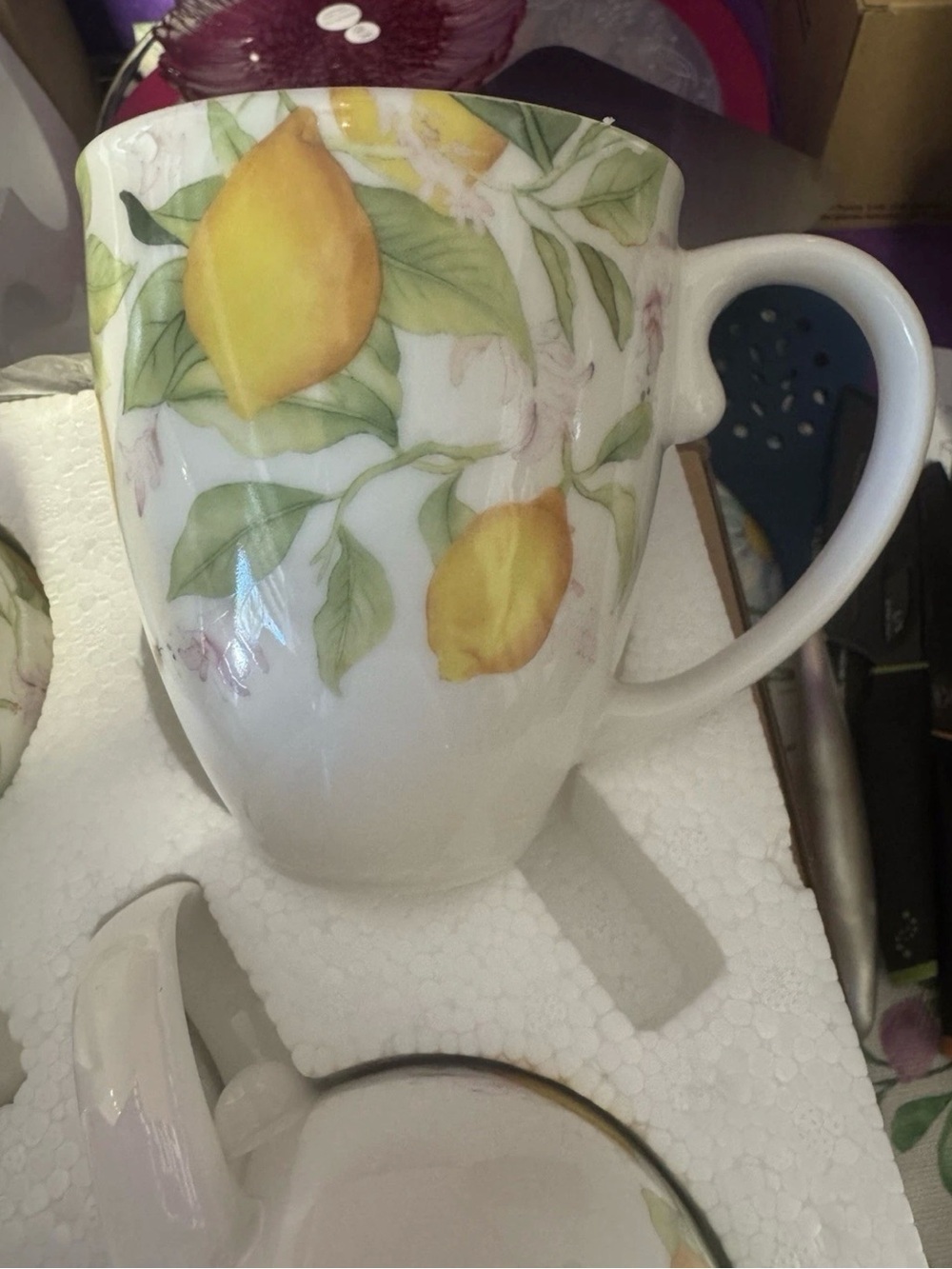 Princess House Yellow Lemon Motif Ceramic Mug